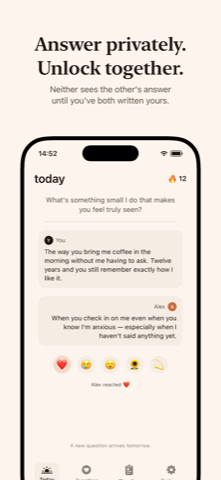 Elumi iOS app, answer privately and unlock together
