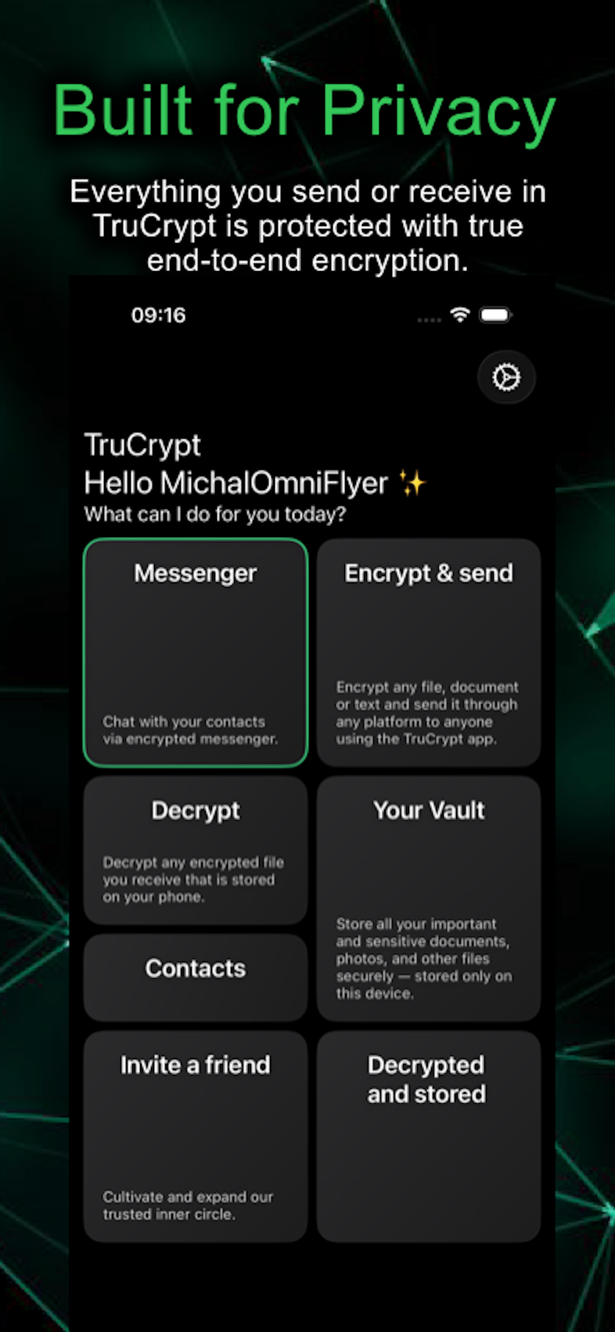 TruCrypt, security-first interface